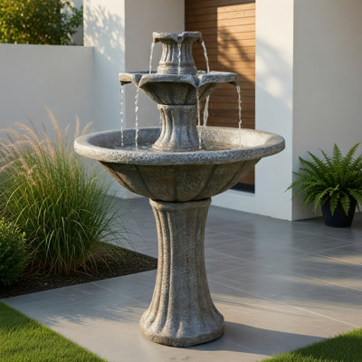 41.7" H 2-Tier Concrete Outdoor Fountain