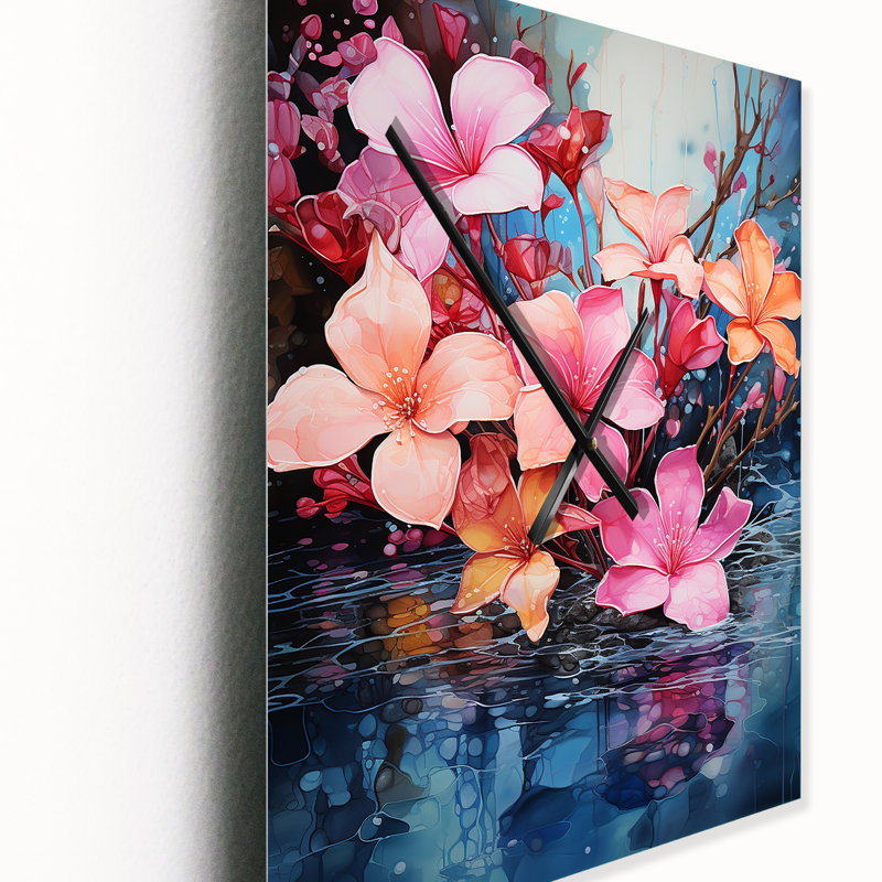 Aridai - Horloge murale surdimensionnée Plumeria, Petit