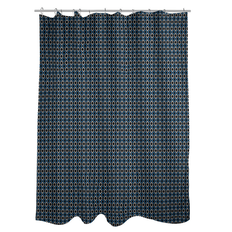 Rideau de douche simple hexagonal classique, Classic Arrow Diamonds, Bleu