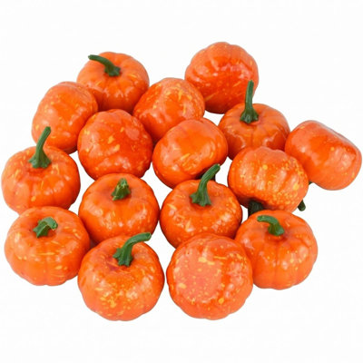 Mini-citrouilles artificielles artificielles pour la fête de l'Action de grâce - ensemble de 16 - orange