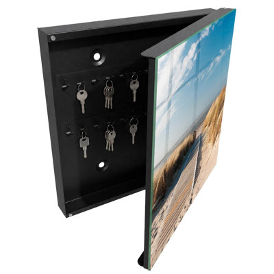 Key box, Opens to the right, 30x30x5, Black, Beach path surrounded by dunes and grass, 