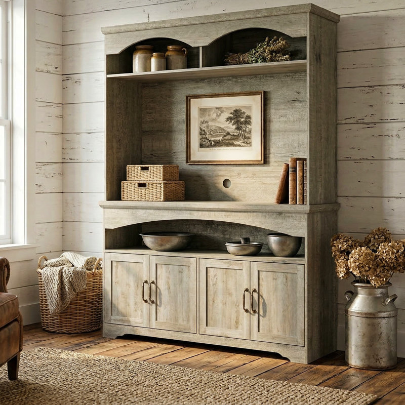 Armoire de salle à manger rétro avec tablettes réglables