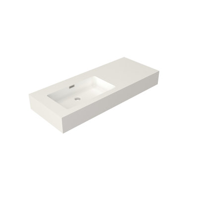 Solid Surface Bathroom Vanity Basin Sink Crafted In Stone Resin, Matte White Visual, 47.51 Deep, 18.79 Wide, 5.87 High, 48.43 Lb Heavy, Suitable For All Decorations And Styles, Maintenance - , Wall