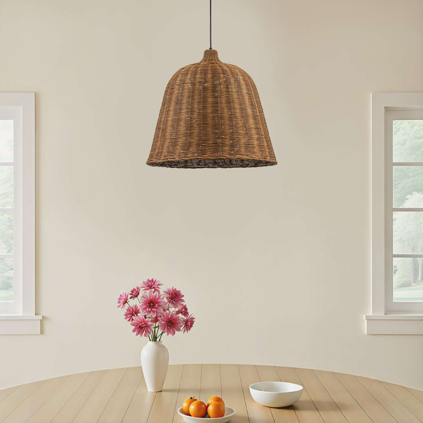 Webber Dimmable Rattan Single Light Pendant