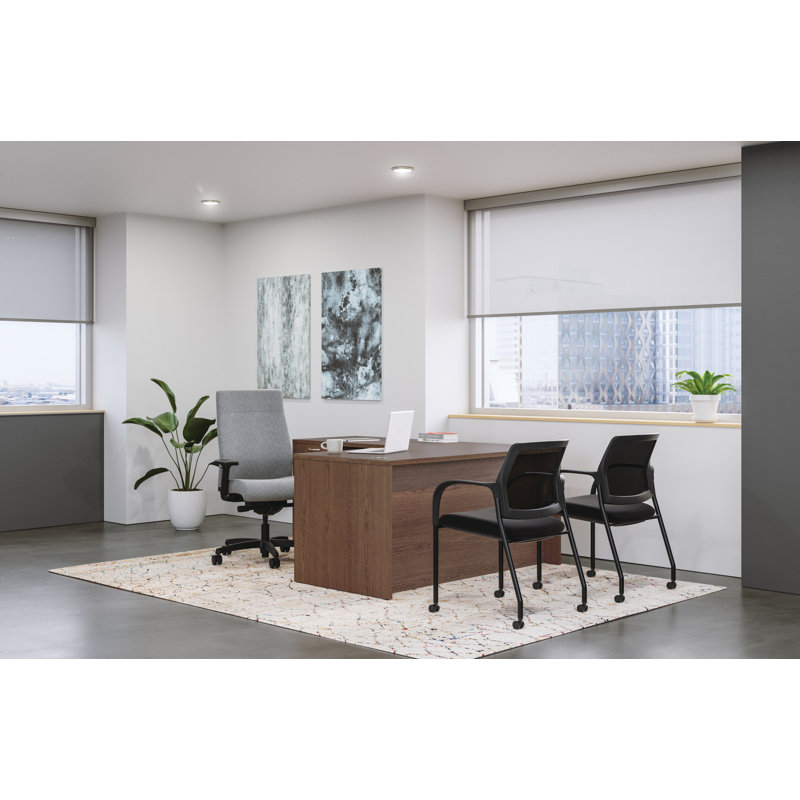 Bureau modulaire en L avec piédestal simple, Noyer sépia, H 29 po x l 60 po x P 72 po