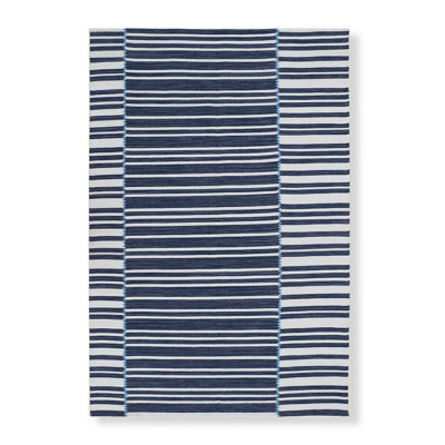 Promenade Striped Area Rug in Navy/Ivory