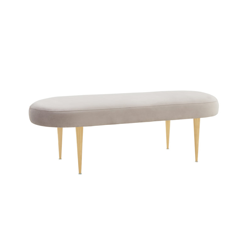 Banc rembourré Jalinqua, Velours taupe pâle