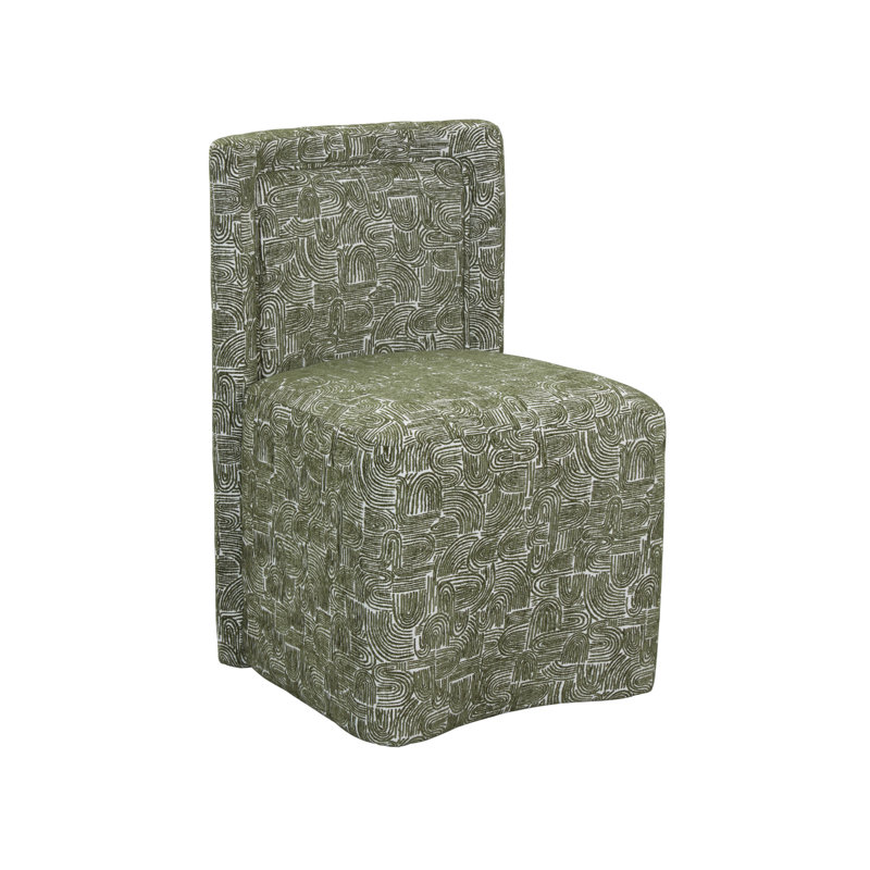 Chaise rembourrée moderne avec roulettes, Vert mousse, 1