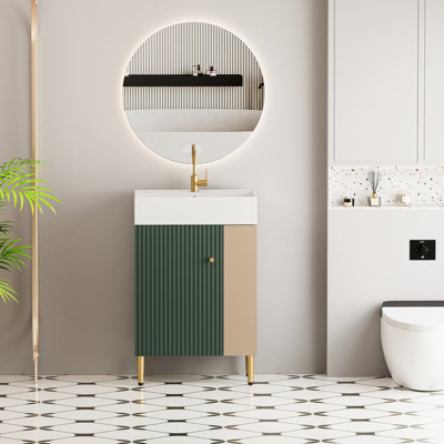 Meuble-lavabo de salle de bain avec lavabo en céramique et design élégant - 21,6 po 24Vb06-21Lvr