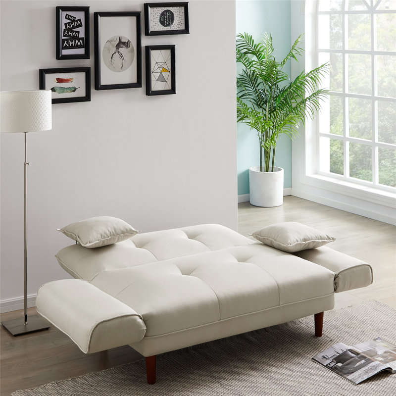Canapé-lit convertible 56,5 po avec 2 coussins Sauget, Beige