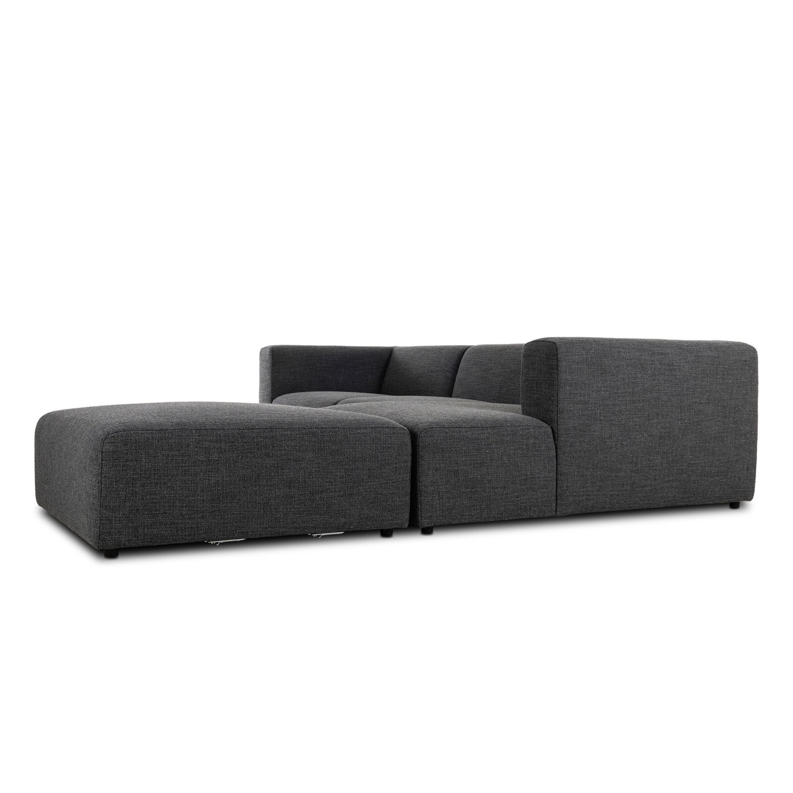 Upholstered Sectional, Saxon Charcoal Polyester Blend, Right Hand Facing