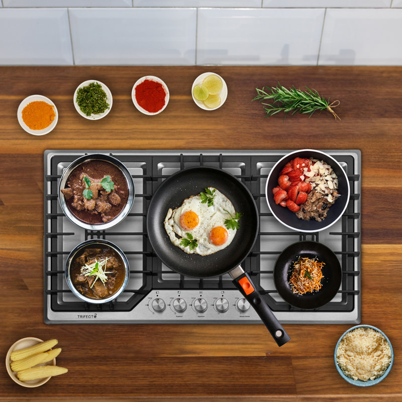 Surface de cuisson au gaz naturel argenté 36 po Trifecte