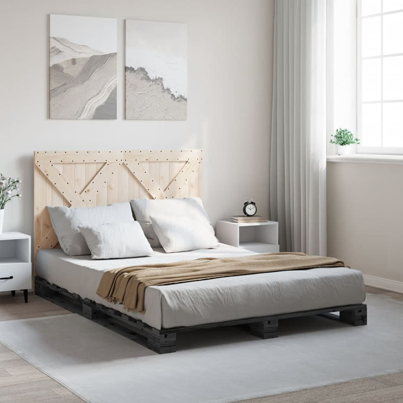 Airyn Solid Wood Bed, Grey, EU Double - 140 x 200 cm