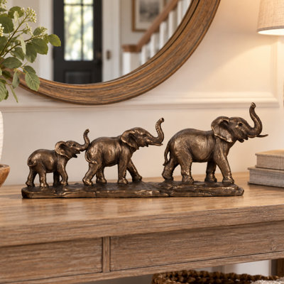 Elephant Family Decorative Statue for Indoor Tabletop Display