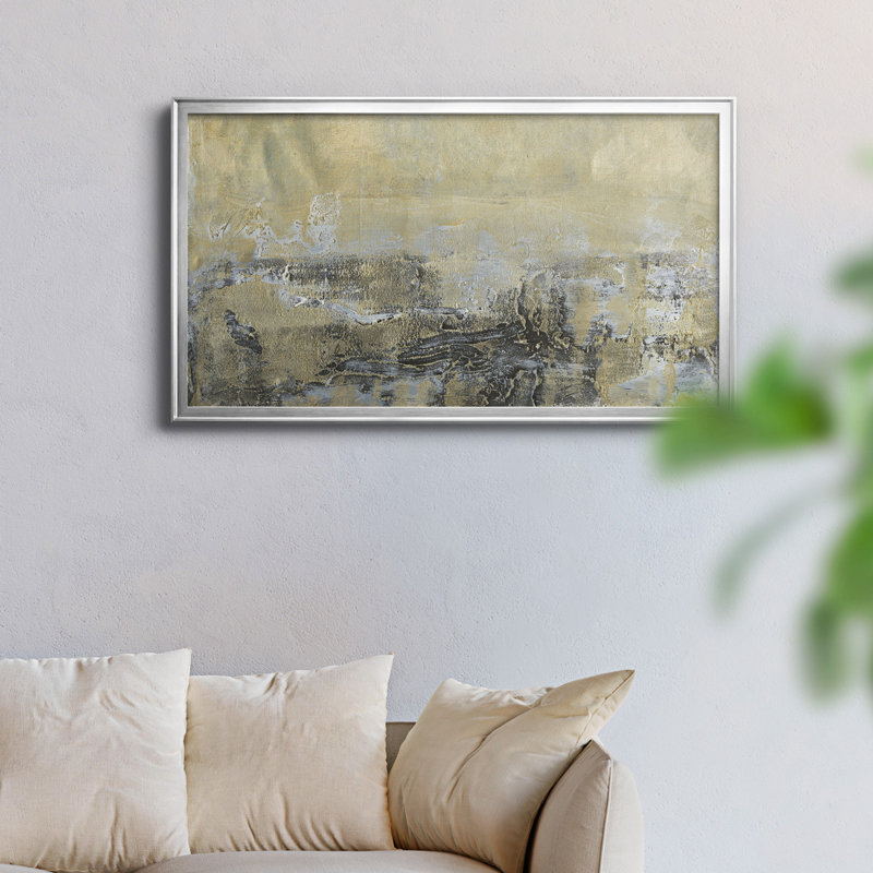 Gold Horizon I - toile encadrée de qualité supérieure - prête à être accrochée, Toile encadrée argentée avec coins fermés