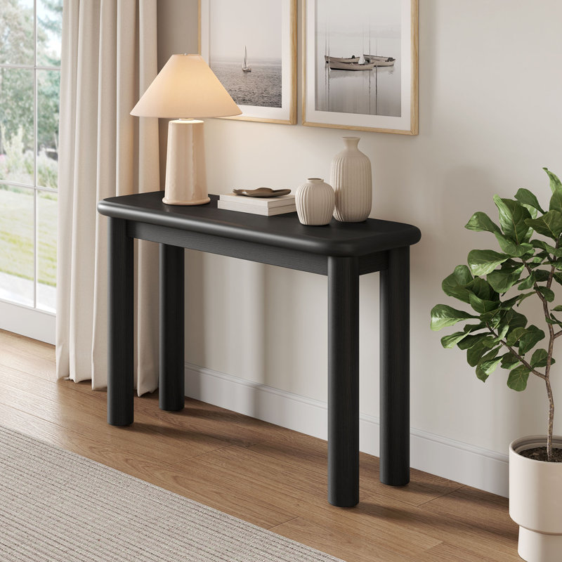 Console en bois de chêne Alvia noir, Black, Black, Black