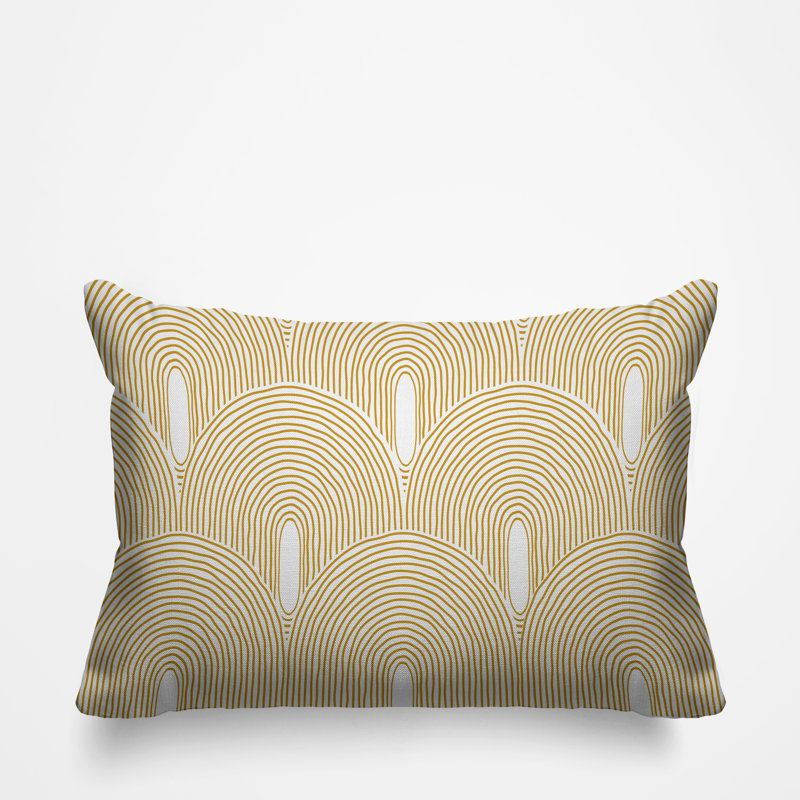 Coussin intérieur / extérieur Limpo Minimalist Mid-Century, 14 po x 20 po, Jaune, Rectangulaire