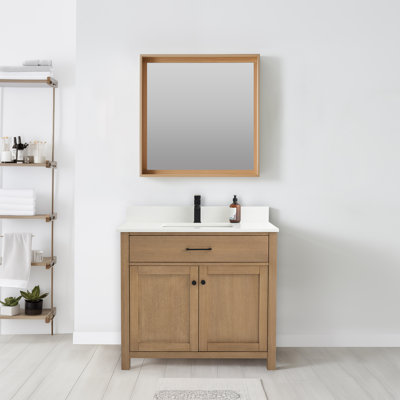 Jacklyn 37 " W Freestanding Standard Free Standing 1 Single Vanity Bathroom Vanity With Quartz Top
