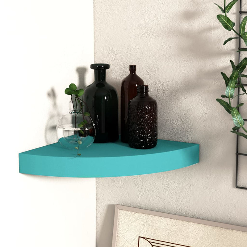 Brailey-Jaii Triangle Corner Shelf, Oak/White, 3.8cm H x 25cm W x 25cm D