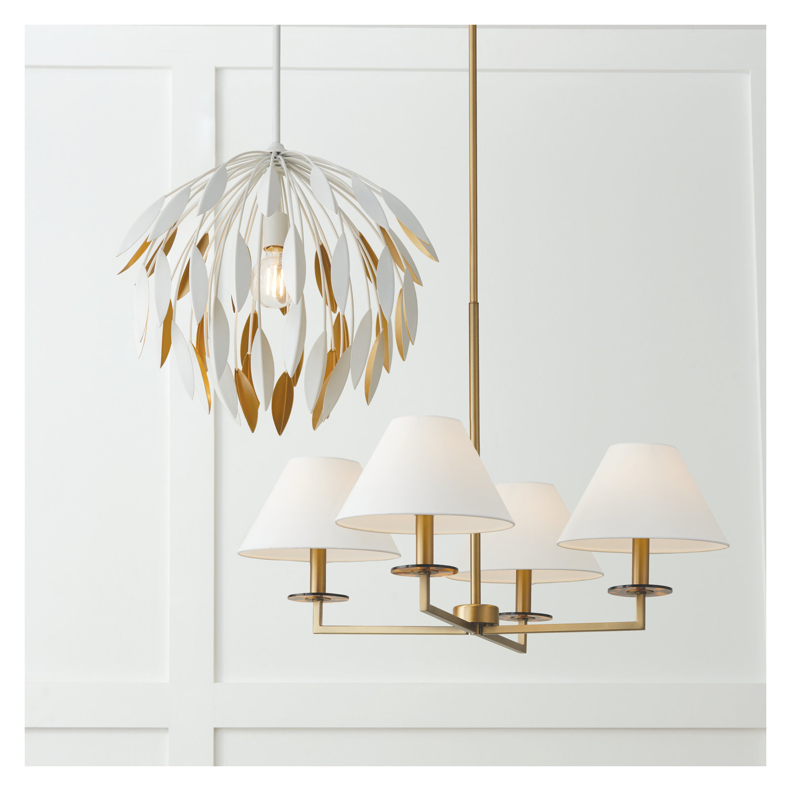 Single Light Dimmable Pendant, White, 68.75"H x 20"W x 20"D