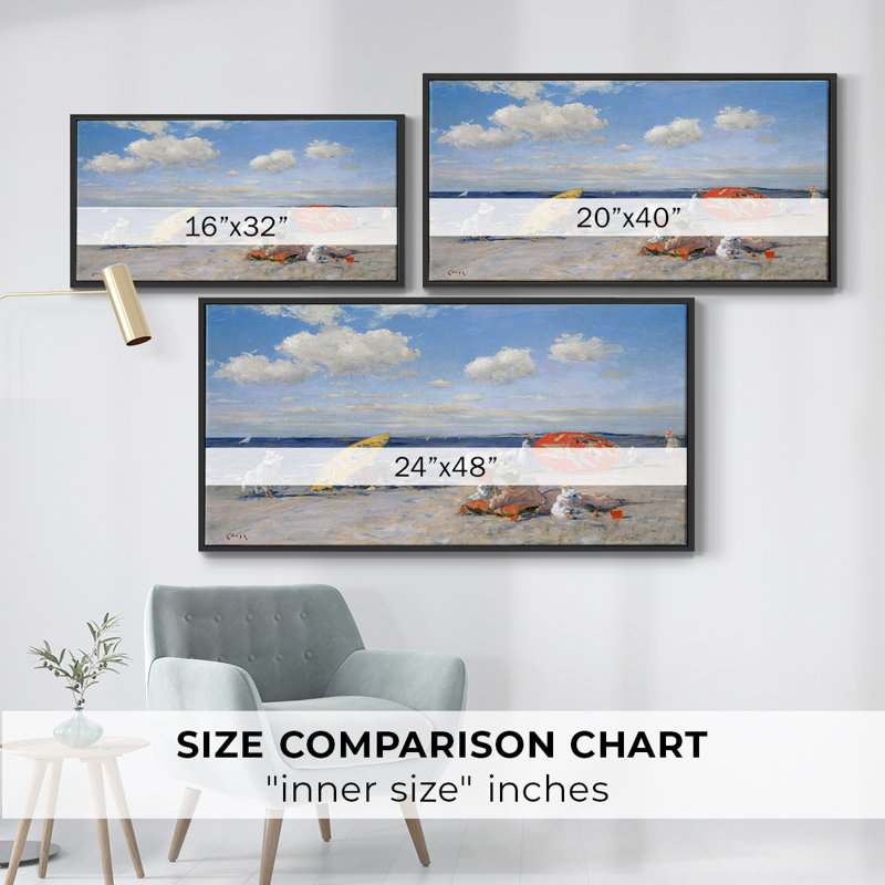 Au bord de la mer - Toile tendue avec châssis, prête à accrocher, Noir, H 21 po x l 41 po
