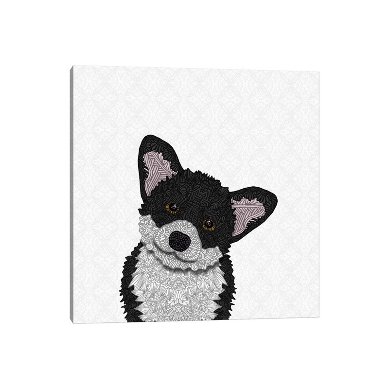 Cute Black Corgi by Angelika Parker - Wrapped Canvas Print, 66.04 cm H x 66.04 cm W