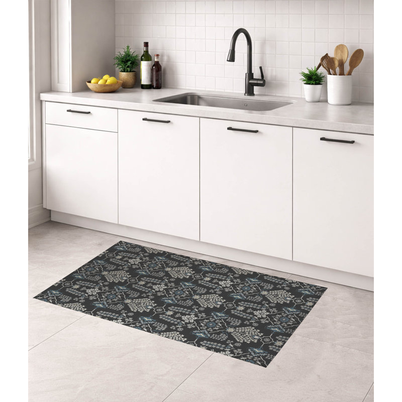 Tapis de cuisine à profil bas Zoey, Gris anthracite, Rectangulaire 3 pi x 5 pi