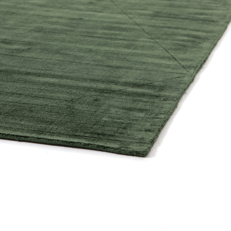 Sadzi Hand Knotted Area Rug in Green, Rectangle 5' x 8'