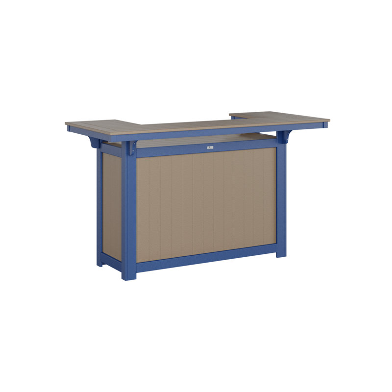 Outdoor Rectangle Bar Table, Pacific Blue, Weatherwood