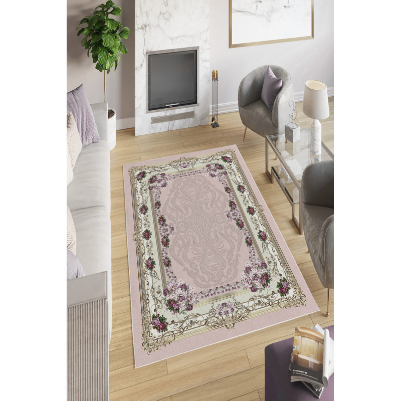 Tapis antibactérien rose (23,6 x 39,4 pouces), 100% polyester, 650 g / m² | Écologique, envers en PVC antidérapant, lavable à la machine | Parfait pour le salon, la chambre à coucher et la salle de jeux pour enfants - élégant et durable
