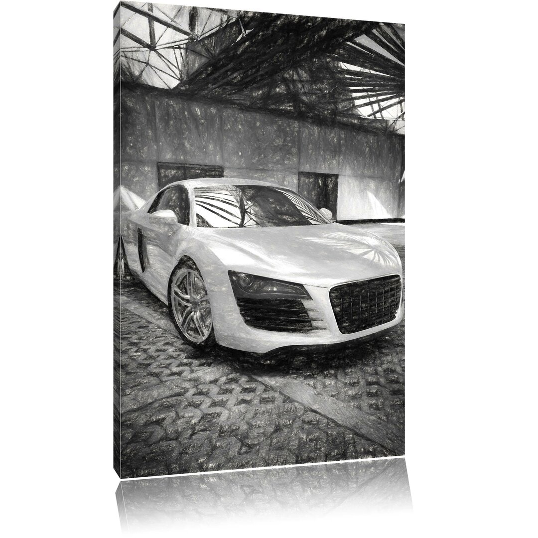 Leinwandbild Audi R8 in Grau/Schwarz