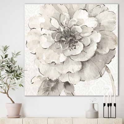 Peony, art mural sur toile, pivoine grise