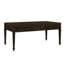 Table basse en bois brun foncé avec deux tiroirs et protection de plancher