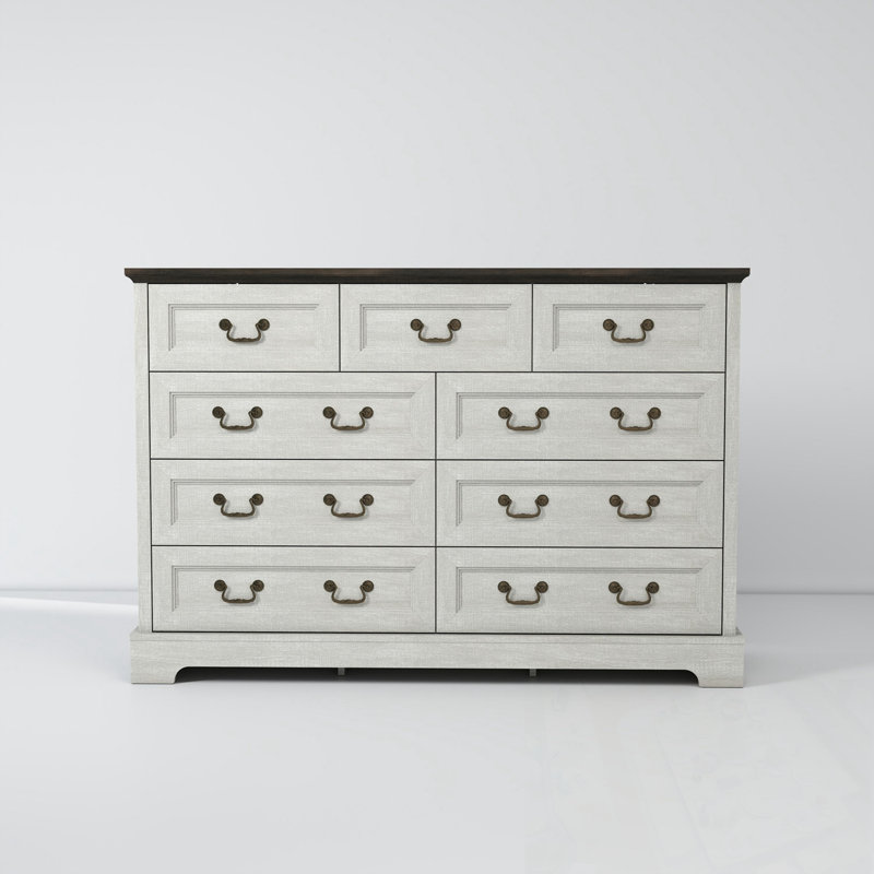 Commode 9 tiroirs en bois avec poignées en métal
