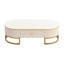 Table basse moderne ovale avec tiroirs, conception à profil incurvé, décor en métal doré, table centrale pour le salon