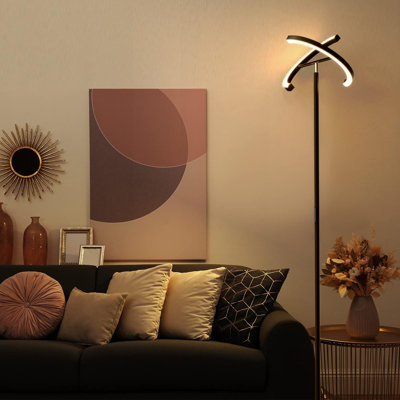 Lampe sur pied divisée avec DEL brillantes, gradation continue, couleur 3000K-6000K, protection des yeux - pour le salon, la chambre à coucher, le bureau