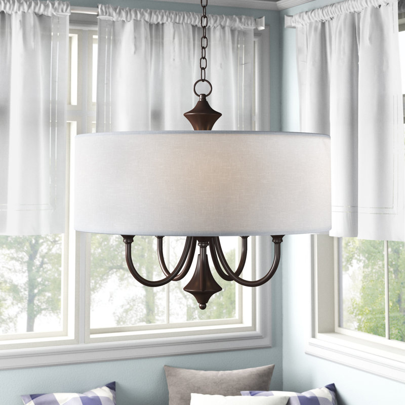 Bhushan 22'' W 5-Light Drum Chandelier, Oil Rubbed Bronze