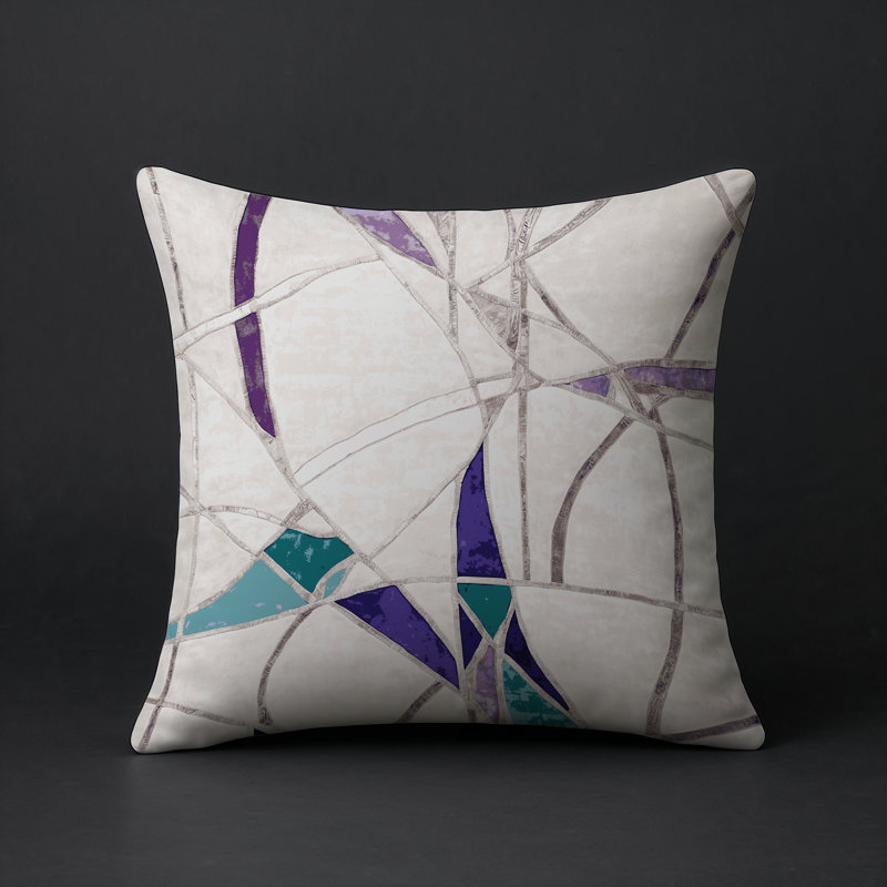 Coussin décoratif intérieur / extérieur gris Modern Modern, Carré 16 po, Gris abstrait 225