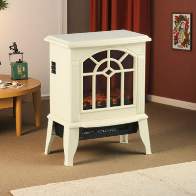 Foyer électrique compact 14,25 po avec flammes DEL Warmglow - charme blanc crème pour coins confortables