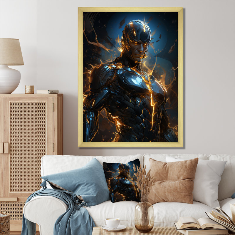 " Villian Robot III ", Gold Single Picture Framed, 44" H x 34" W x 1.5" D