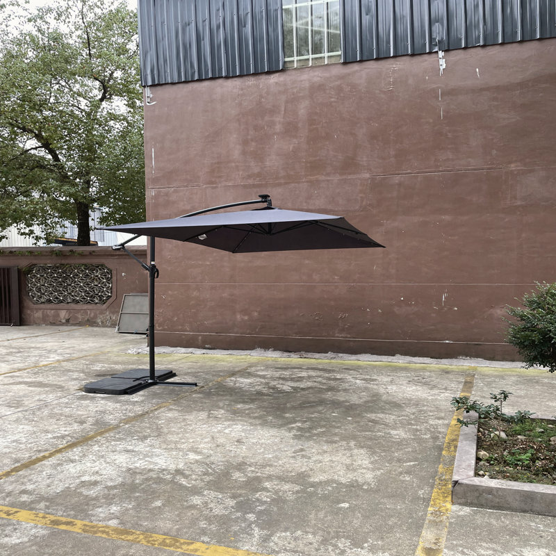 Parasol d'extérieur rectangulaire à énergie solaire 2 x 3 M à DEL avec éclairage solaire imperméable, Anthracite
