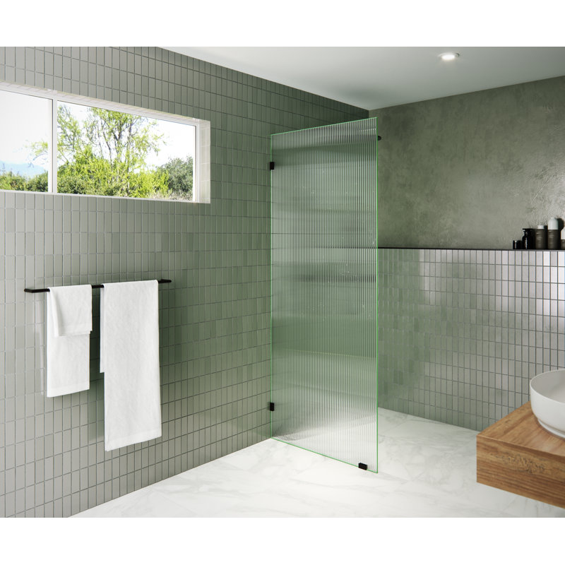 Gaia 32 in. x 78 in. Frameless Fluted Single Fixed Shower Panel, Oil Rubbed Bronze