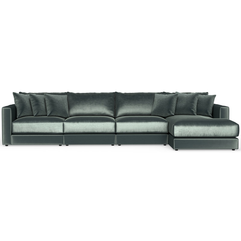 Nyrie 4-piece Modular Sectional, Green Polyester
