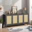 Buffet rétro avec 4 portes en rotin et tablettes réglables