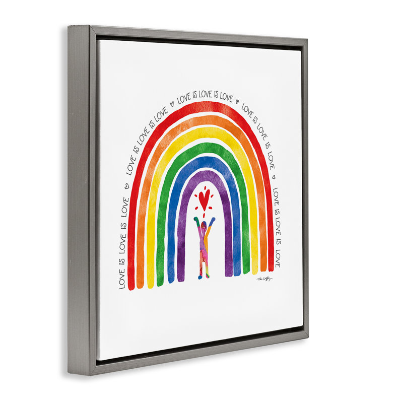 Cadre flottant «Love Is Love Pride», par Tim Coffey, Cadre flottant gris lustré, H 18 po x l 18 po