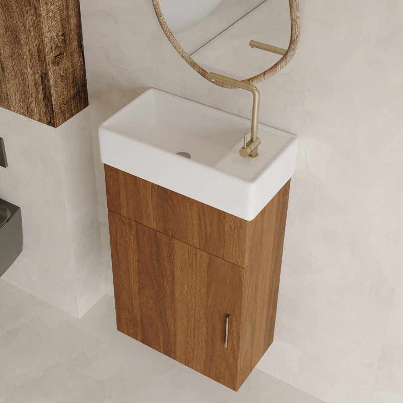 Floating Bathroom Vanity with Intergrated Ceramic Basin