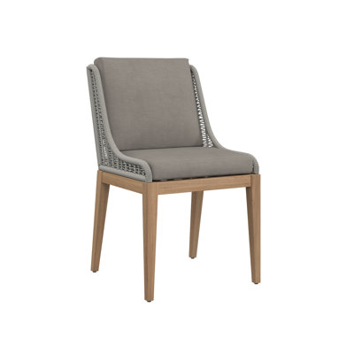 Chaise d'appoint de patio avec coussin en teck Hellmut