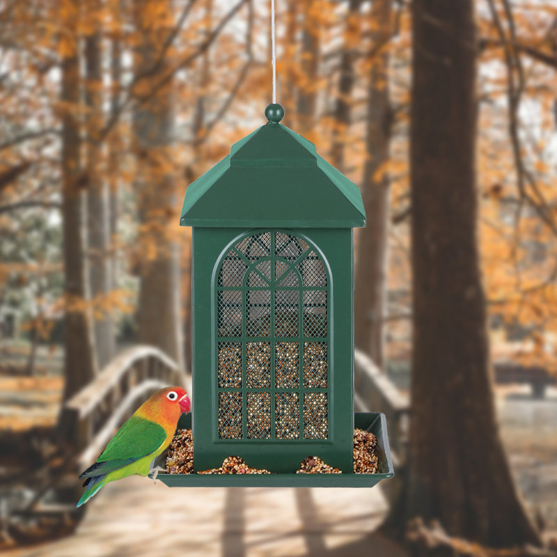 Mangeoire à oiseaux en métal 10,07 pouces avec finition résistante aux intempéries - Idée cadeau de jardin extérieur