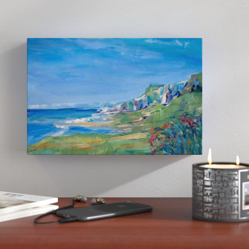 'Shimmering Devon Cliffs' by Valerie Johnson Painting Print on Wrapped Canvas, 30cm H x 40cm W