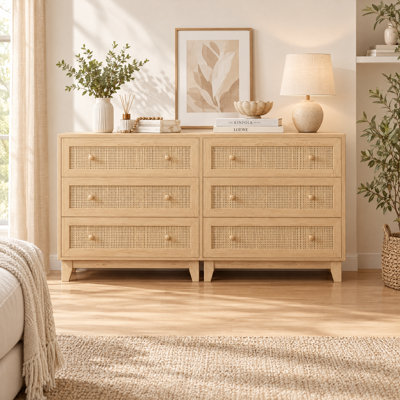 Ensemble de 2 tables de chevet 3 tiroirs avec poignées en métal, table de chevet rustique l 29,5 po pour la chambre à coucher et le salon